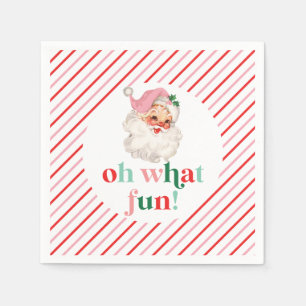 Serviette En Papier Père Noël Rose Rétro Oh Quelle Joie