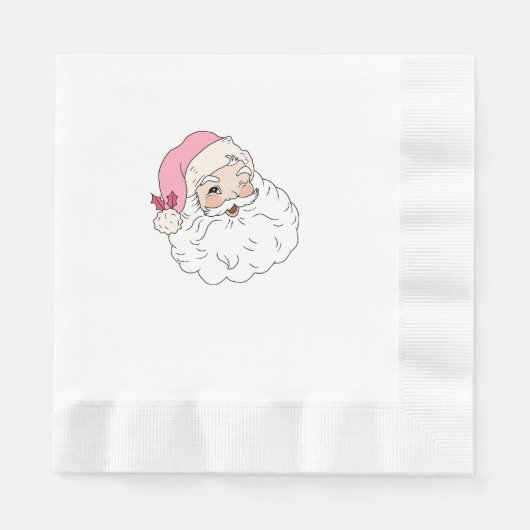 Serviette En Papier Père Noël rose Vintage rétro (Devant)