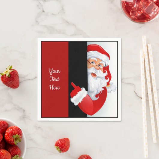 Serviette En Papier Père Noël rouge et blanche personnalisée (En situation)