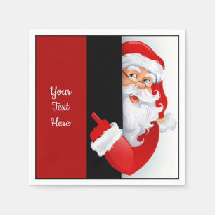 Serviette En Papier Père Noël rouge et blanche personnalisée