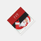 Serviette En Papier Père Noël rouge et blanche personnalisée (Coin)