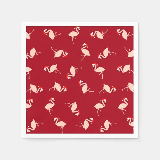 Serviette En Papier Père Noël saisonnier Flamants roses Bourgogne Moti (Devant)