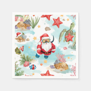 Serviette En Papier Père Noël Scaphandrier Noël Sous-Marin