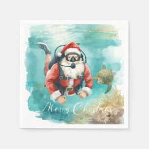 Serviette En Papier Père Noël Scaphandrier Noël Sous-Marin