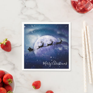 Serviette En Papier Père Noël Sleigh   Imaginaire Galaxy Christmas Nig