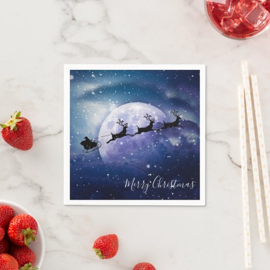 Serviette En Papier Père Noël Sleigh | Imaginaire Galaxy Christmas Nig (En situation)