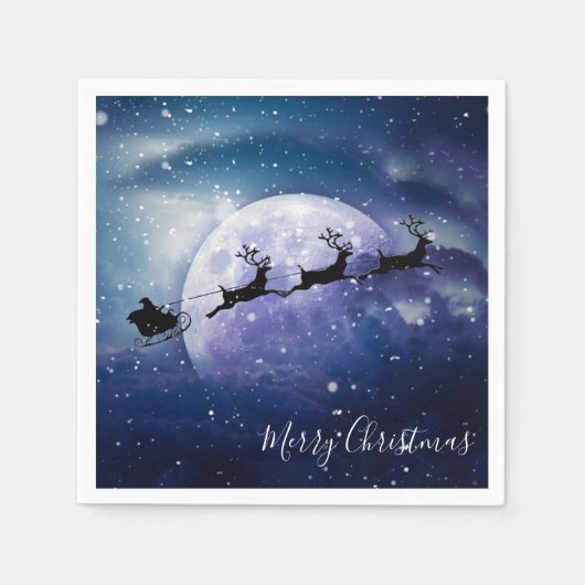 Serviette En Papier Père Noël Sleigh | Imaginaire Galaxy Christmas Nig (Devant)