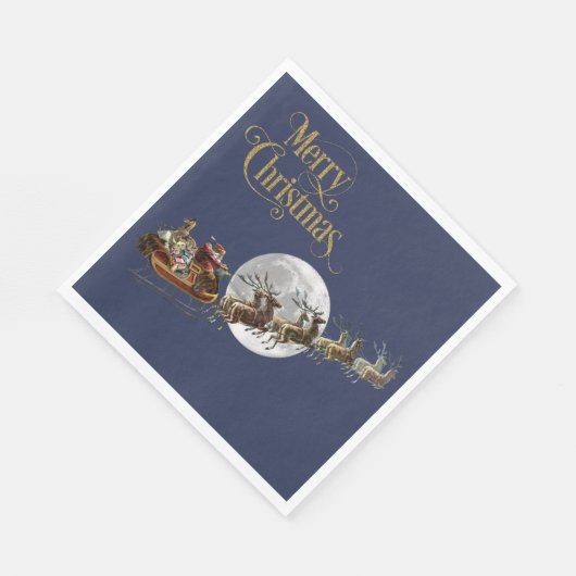 Serviette En Papier Père Noël Sleigh Ride (Coin)