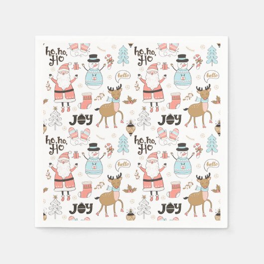 Serviette En Papier Père Noël, Snowman, Reindeer Motif ID559 (Devant)
