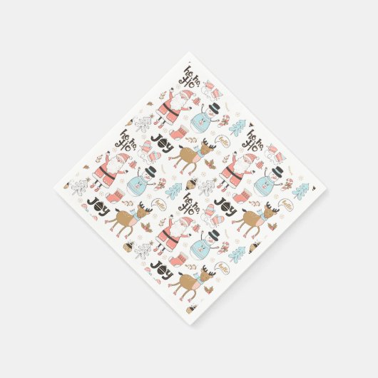 Serviette En Papier Père Noël, Snowman, Reindeer Motif ID559 (Coin)