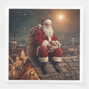 Serviette En Papier Père Noël sur le toit