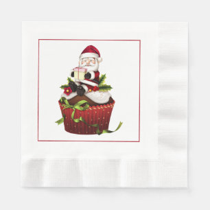 Serviette En Papier Père Noël sur un Cupcake Papier de Noël