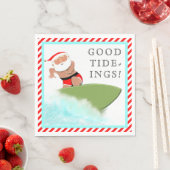 Serviette En Papier Père Noël surfeur (En situation)