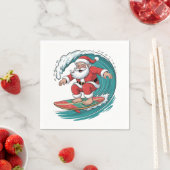 Serviette En Papier Père Noël Surfing Noël Surf Festive de Noël (En situation)