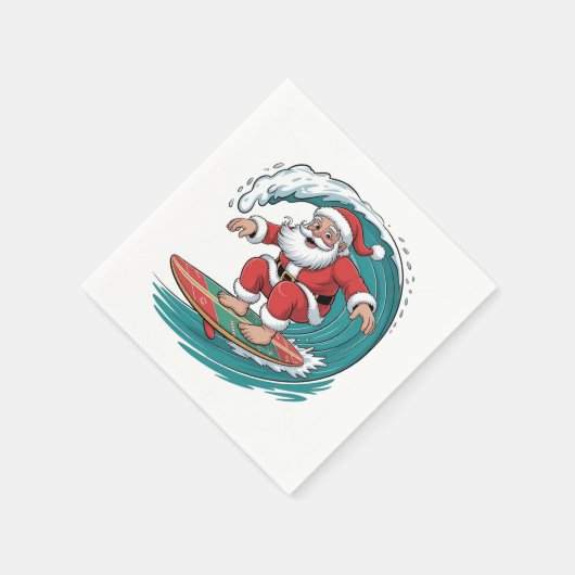Serviette En Papier Père Noël Surfing Noël Surf Festive de Noël (Coin)