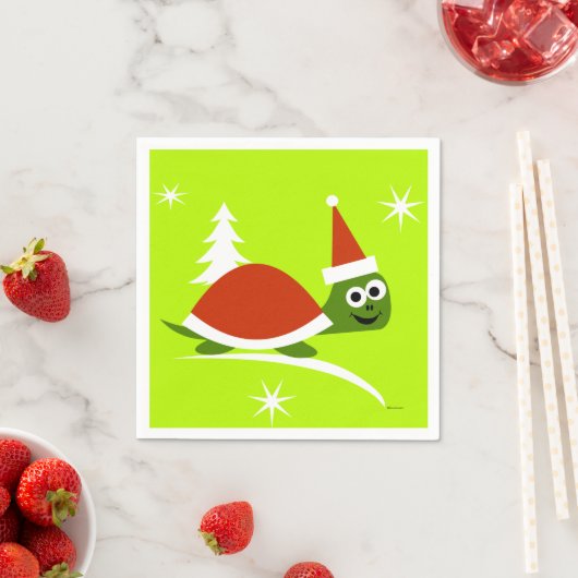 Serviette En Papier Père Noël Turtle Papier de Noël (En situation)