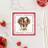 Serviette En Papier Père Noël victorienne et âne (En situation)