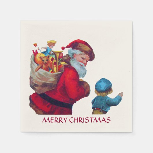 SERVIETTE EN PAPIER PÈRE NOËL VINTAGE 2 (Devant)