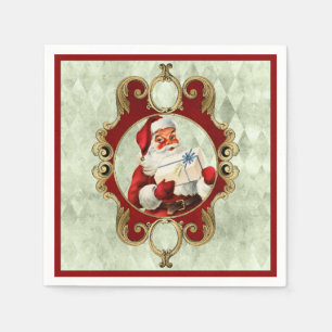 Serviette En Papier Père Noël vintage classique rétro claus joyeux Noë