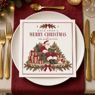 Serviette En Papier Père Noël Vintage Joyeux Noël Fêtes personnalisées