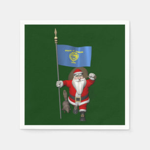 Serviette En Papier Père Noël visitant l'État du Castor
