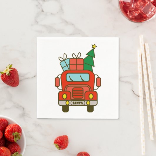 Serviette En Papier Père Noël vue de devant Joyeux Noël (En situation)