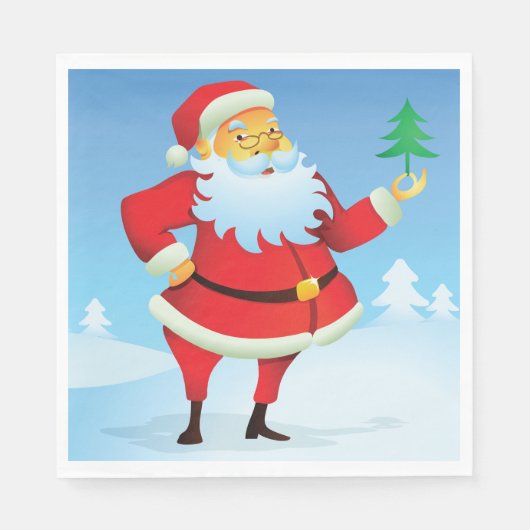 Serviette En Papier Père Noël Whimsical avec Mini Arbre de Noël (Devant)