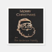 Serviette En Papier Père Père Noël mignon Noir et or (Devant)