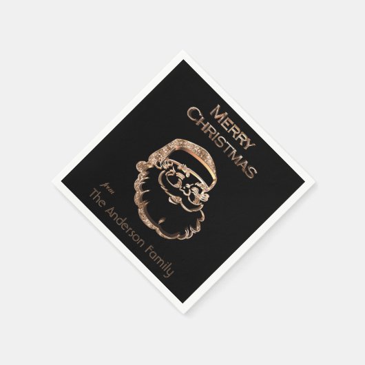 Serviette En Papier Père Père Noël mignon Noir et or (Coin)