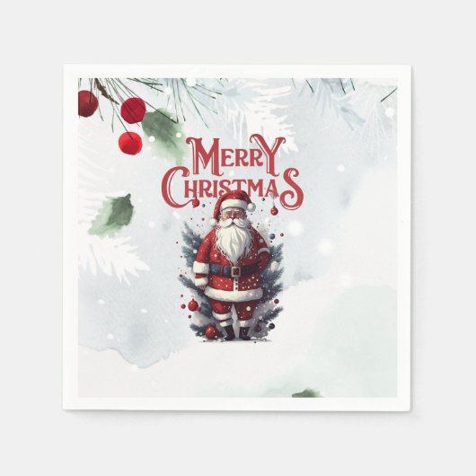 Serviette En Papier Père vintage Noël Fête du Père Noël (Devant)