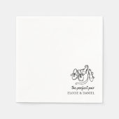 Serviette En Papier Perfect Pair - Whimsical Chic Illustration Mariage (Devant)