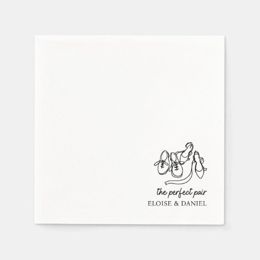Serviette En Papier Perfect Pair - Whimsical Chic Illustration Mariage (Devant)