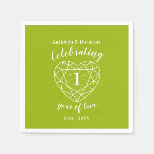 Serviette En Papier Péridot 1er anniversaire 1 an d'amour serviettes (Devant)