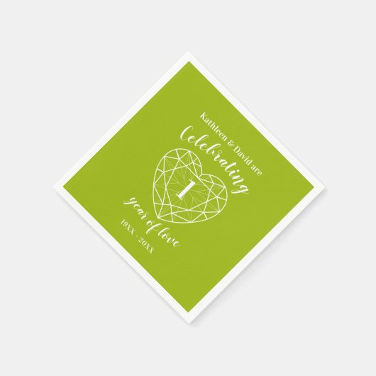 Serviette En Papier Péridot 1er anniversaire 1 an d'amour serviettes (Coin)