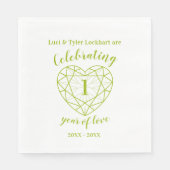Serviette En Papier Péridot anniversaire 1 an d'amour serviettes verte (Devant)