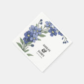 Serviette En Papier Périwinkle bleu Moderne Floral Mariage (Coin)