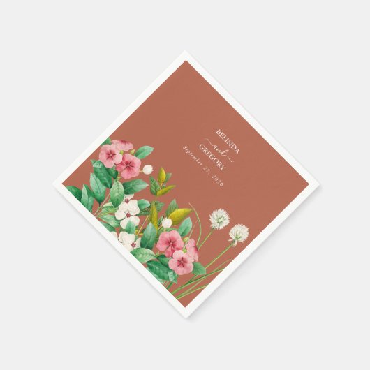 Serviette En Papier Périwinkle Burnt Orange Terracotta Mariage (Coin)