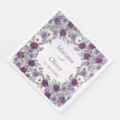 Serviette En Papier Périwinkle Fuchsia Blush Aquarelle Floral Mariage (Coin)