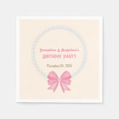 Serviette En Papier Perle rose Bow Photo Girl Joint Anniversaire Bienv (Devant)