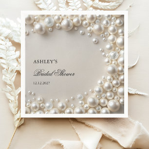 Serviette En Papier Perles blanches Fête des mariées élégante