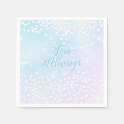 Serviette En Papier Perles bleu brillant rose (Devant)