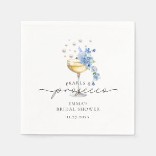 Serviette En Papier Perles Bleu Poussiéreux et Fête de Mariage Florale