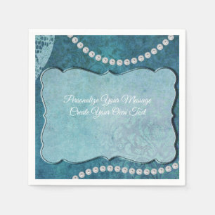 Serviette En Papier Perles Bleues Élégantes Personnalisent des occasio