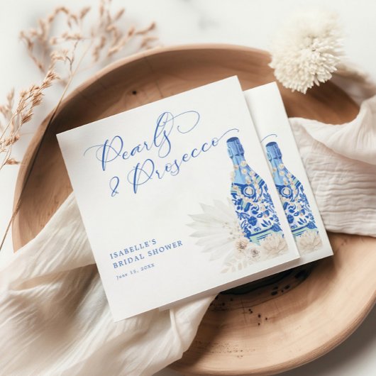 Serviette En Papier Perles bleues et prosecco pour l'enterrement de vi