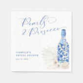 Serviette En Papier Perles bleues et Prosecco pour une fête de mariage (Devant)