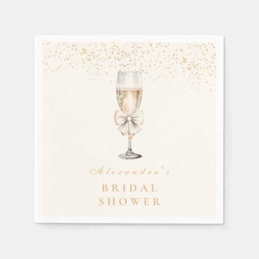 Serviette En Papier Perles Bow Et Fête des mariées Prosecco (Devant)