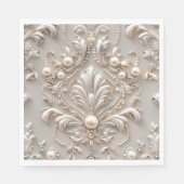 Serviette En Papier Perles cristaux France Damas broderie Découpage (Devant)