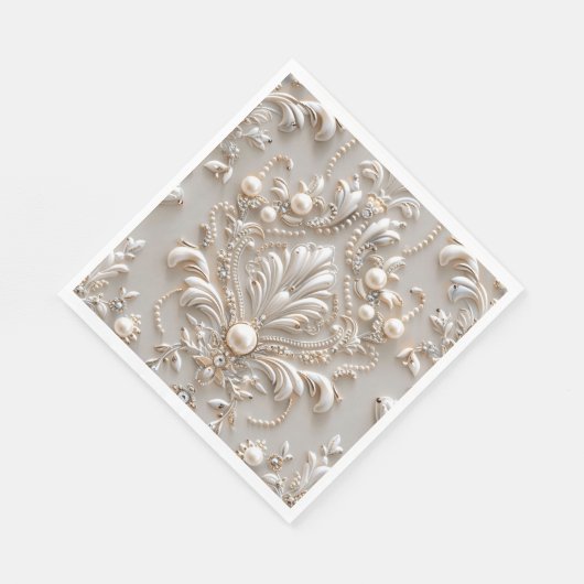 Serviette En Papier Perles cristaux France Damas broderie Découpage (Coin)