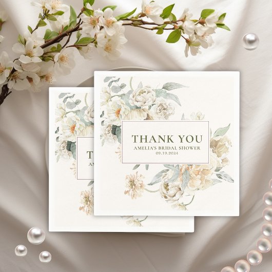 Serviette En Papier Perles d'aquarelle et Fête des mariées de poursuit