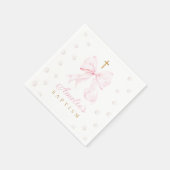 Serviette En Papier Perles de Bow rose fille Baptême (Coin)